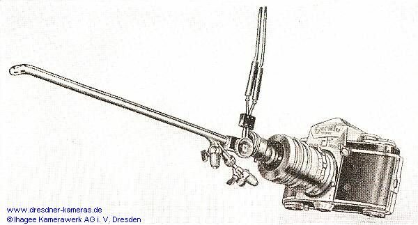 Exakta Varex mit Endoskopkapsel, Endoskop und angeschlossenen Kabeln zum Überspannungsschaltgerät Exakta Varex mit Endoskopkapsel, Endoskop und angeschlossenen Kabeln zum Überspannungsschaltgerät