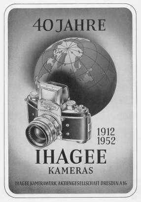 40 Jahre Ihagee Kameras (Werbeanzeige in der Zeitschrift Die Fotografie, 1952)