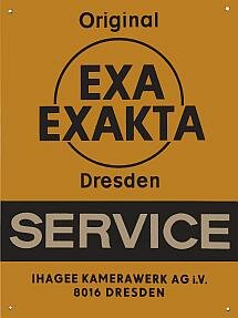 Service-Schild: Diese Schilder befanden sich an Servicestellen des Ihagee-Kamerawerkes (diese Ausfhrung ab Mitte der 1960er Jahre)