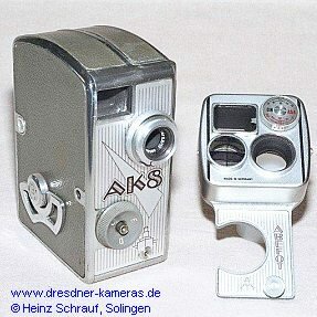 AK 8 - zweite Ausführung ab 1957 mit Aluminiumfrontblende und ABEFOT-Belichtungsmessansatz AK 8 - zweite Ausführung ab 1957 mit Aluminiumfrontblende und ABEFOT-Belichtungsmessansatz