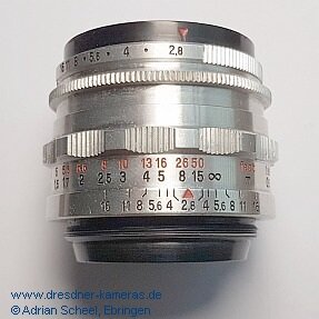 TES-Interimar 1:2,8/50mm Nr. 380503, Namensvariante des Tessar 2,8/50 TES-Interimar 1:2,8/50mm Nr. 380503, Namensvariante des Tessar 2,8/50