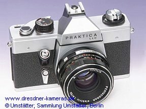 Praktica LLC #0010676 mit flgelfrmigem Selbstauslserhebel und Objektiv Pentaconar elektric 1,8/50 #4931419