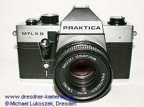 Praktica MTL 5 B mit Pentacon auto 1,8/50 (erste Version mit Zeitenknopf aus schwarz eloxiertem Aluminium) 