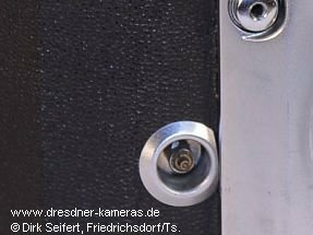 Praktiflex Version 13 mit Blitzsynchronisation und amerikanischem Blitzanschluss vorn