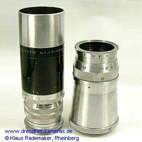 Som Berthiot Paris Tele Objectif 1:4,5 F=145 und Schneider-Kreuznach Xenar f:4,5 F=10,5cm